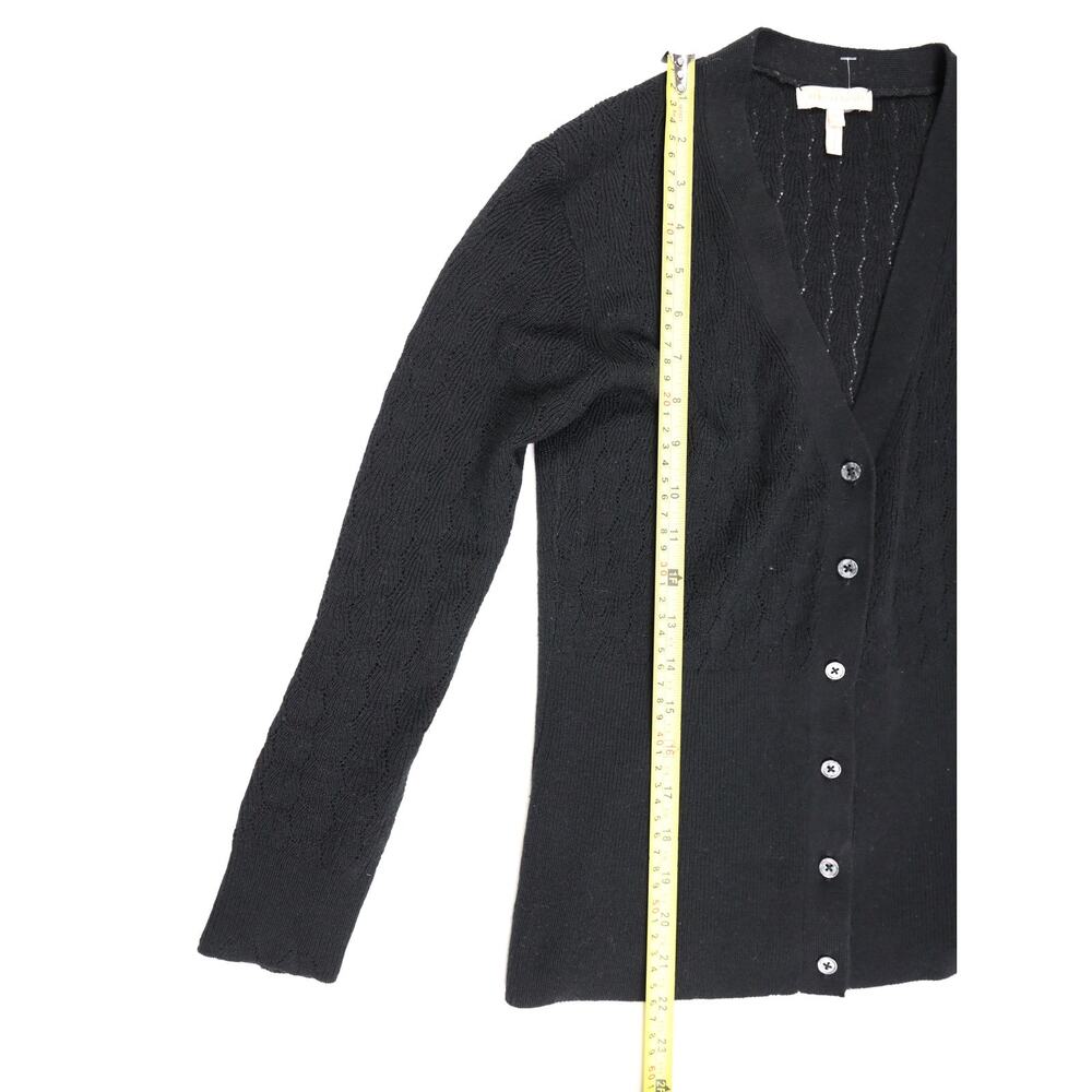 Quiet Luxe Parisian Chic Rebecca Taylor Black Pointelle Wool Cardigan Capsule XS - Picture 11 of 14